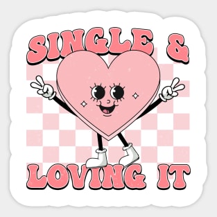 Single and Loving It - Retro Heart - Anti Valentines Day Sticker